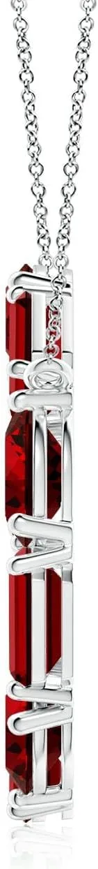 Angara Lab Grown Emerald-Cut and Oval Ruby Circle of Life Pendant in Silver / 14K Solid Gold/Platinum | July Birthstone, Birthday, Engagement, Anniversary, Wedding Jewelry Gift for Women