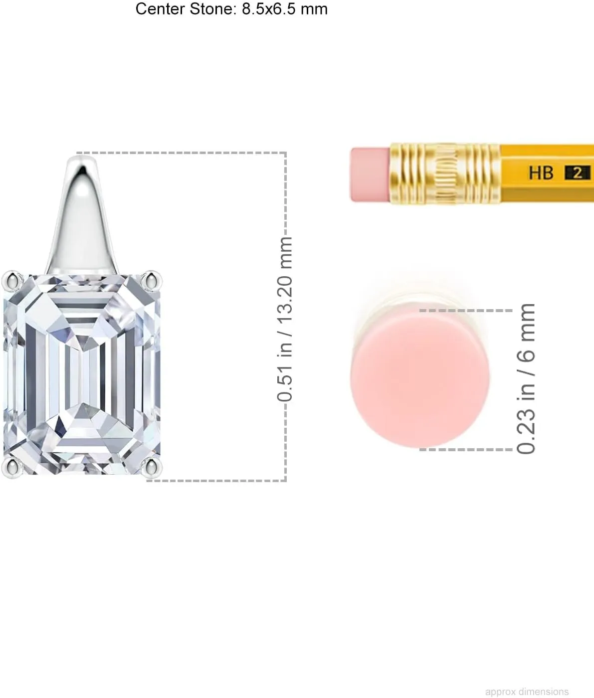 Angara Lab Grown Emerald-Cut Diamond Solitaire Pendant in 14K Solid Gold/Platinum | April Birthstone, Birthday, Engagement, Anniversary, Wedding Jewelry Gift for Women