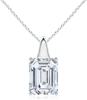 Angara Lab Grown Emerald-Cut Diamond Solitaire Pendant in 14K Solid Gold/Platinum | April Birthstone, Birthday, Engagement, Anniversary, Wedding Jewelry Gift for Women