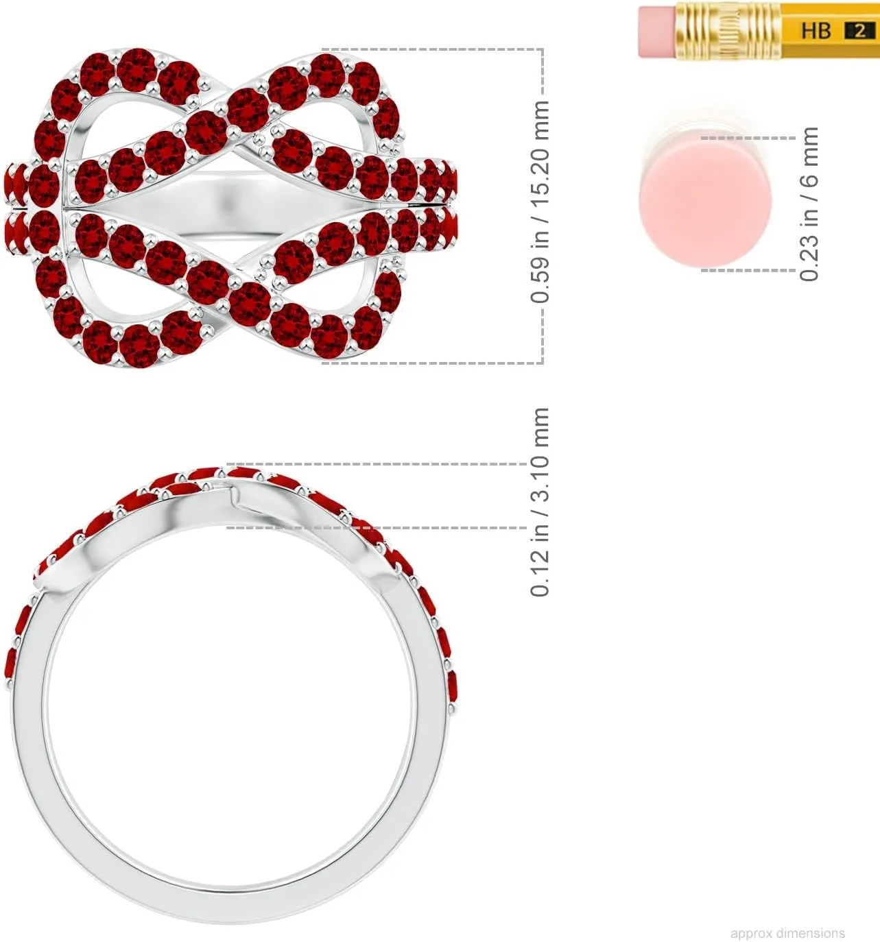 Angara Lab Grown Encrusted Ruby Infinity Knot Ring in 14K Solid Gold/Platinum | July Birthstone, Birthday, Engagement, Anniversary, Wedding Jewelry Gift for Women
