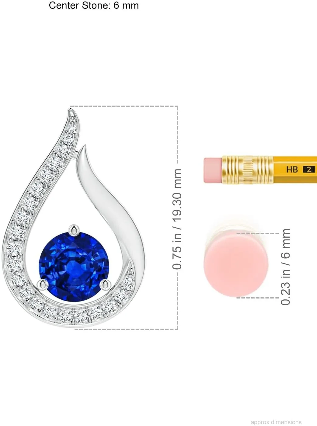 Angara Lab Grown Floating Blue Sapphire Tulip Pendant with Lab Diamonds in 14K Solid Gold/Platinum | September Birthstone, Birthday, Engagement, Anniversary, Wedding Jewelry Gift for Women