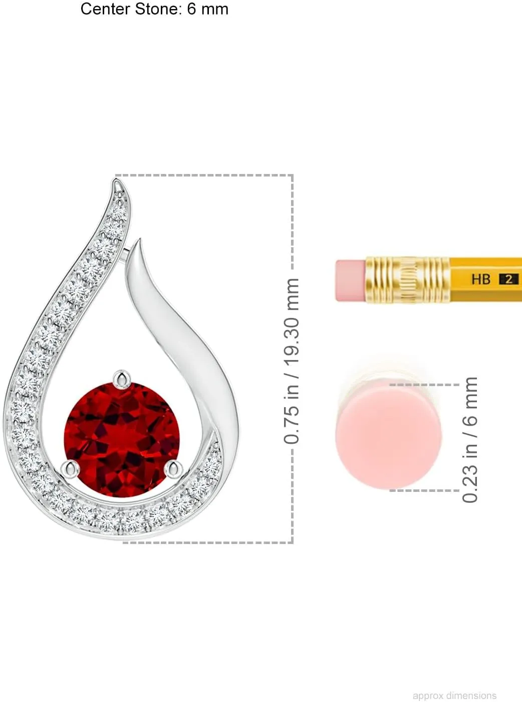 Angara Lab Grown Floating Ruby Tulip Pendant with Lab Diamonds in 14K Solid Gold/Platinum | July Birthstone, Birthday, Engagement, Anniversary, Wedding Jewelry Gift for Women
