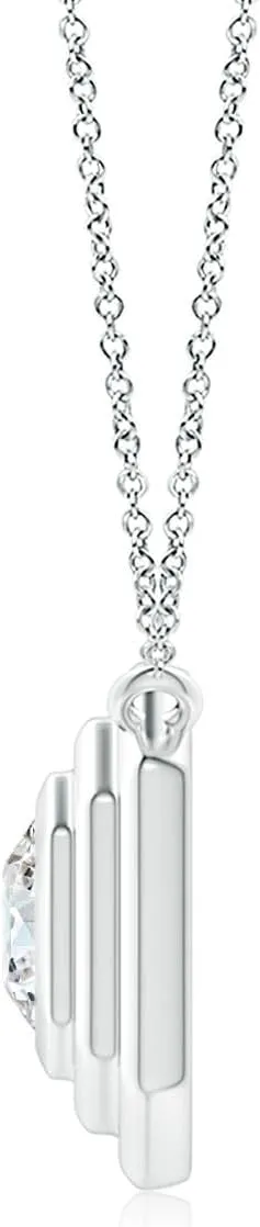 Angara Lab Grown Flush-Set Round Diamond Concentric Octagon Pendant in Silver / 14K Solid Gold/Platinum | April Birthstone, Birthday, Engagement, Anniversary, Wedding Jewelry Gift for Women