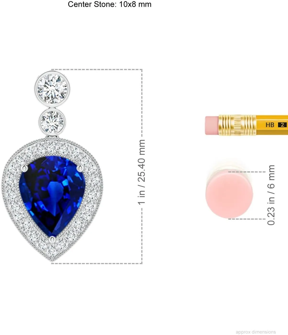 Angara Lab Grown Inverted Pear Blue Sapphire Necklace with Lab Diamonds in 14K Solid Gold/Platinum | September Birthstone, Birthday, Engagement, Anniversary, Wedding Jewelry Gift for Women