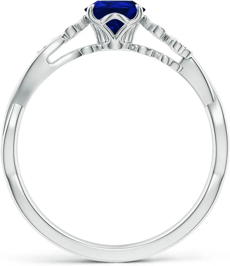 Angara Lab Grown Nature-Inspired Pear Blue Sapphire Floral Engagement Ring in 14K Solid Gold/Platinum | September Birthstone, Birthday, Anniversary, Wedding Jewelry Gift for Women