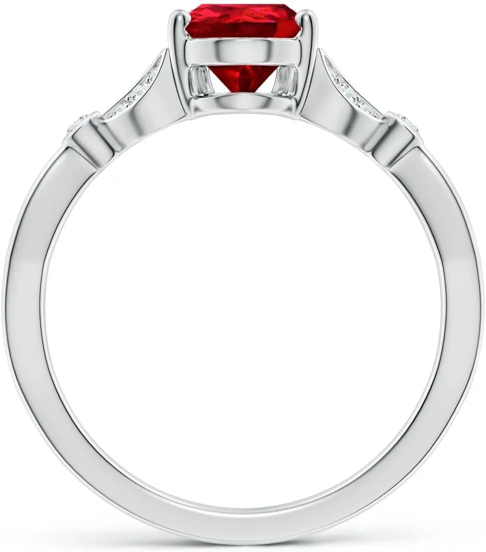 Angara Lab Grown Nature-Inspired Pear Ruby Engagement Ring with Leaf Motifs in 14K Solid Gold/Platinum | July Birthstone, Birthday, Anniversary, Wedding Jewelry Gift for Women