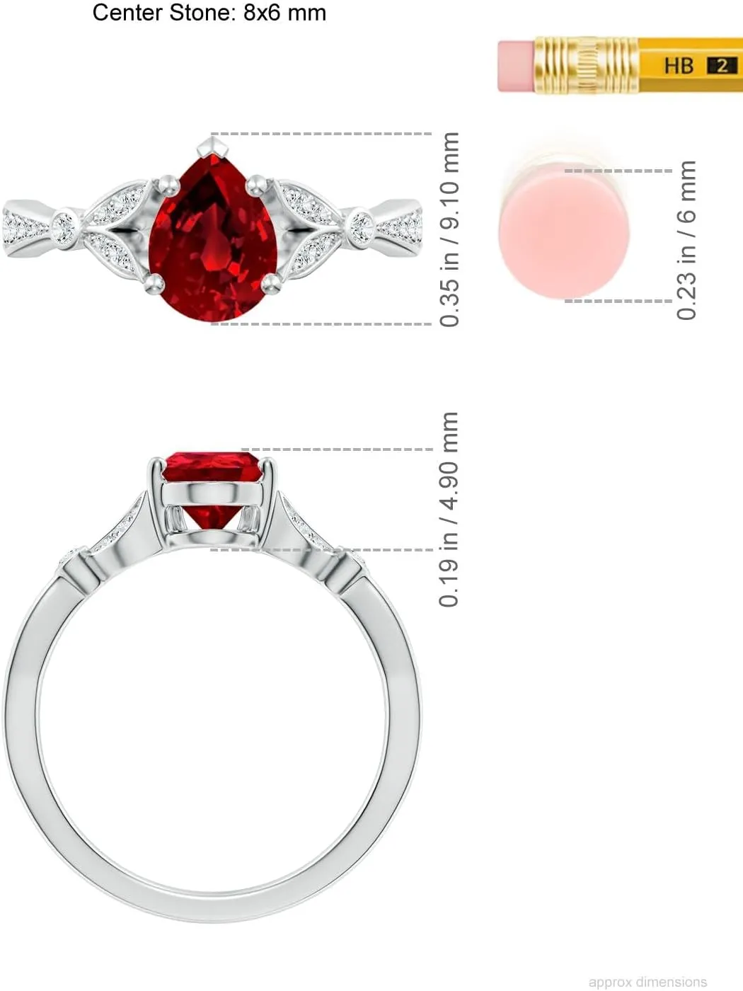 Angara Lab Grown Nature-Inspired Pear Ruby Engagement Ring with Leaf Motifs in 14K Solid Gold/Platinum | July Birthstone, Birthday, Anniversary, Wedding Jewelry Gift for Women