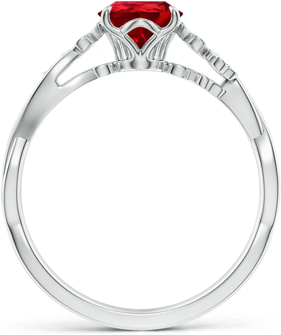 Angara Lab Grown Nature-Inspired Pear Ruby Floral Engagement Ring in 14K Solid Gold/Platinum | July Birthstone, Birthday, Anniversary, Wedding Jewelry Gift for Women