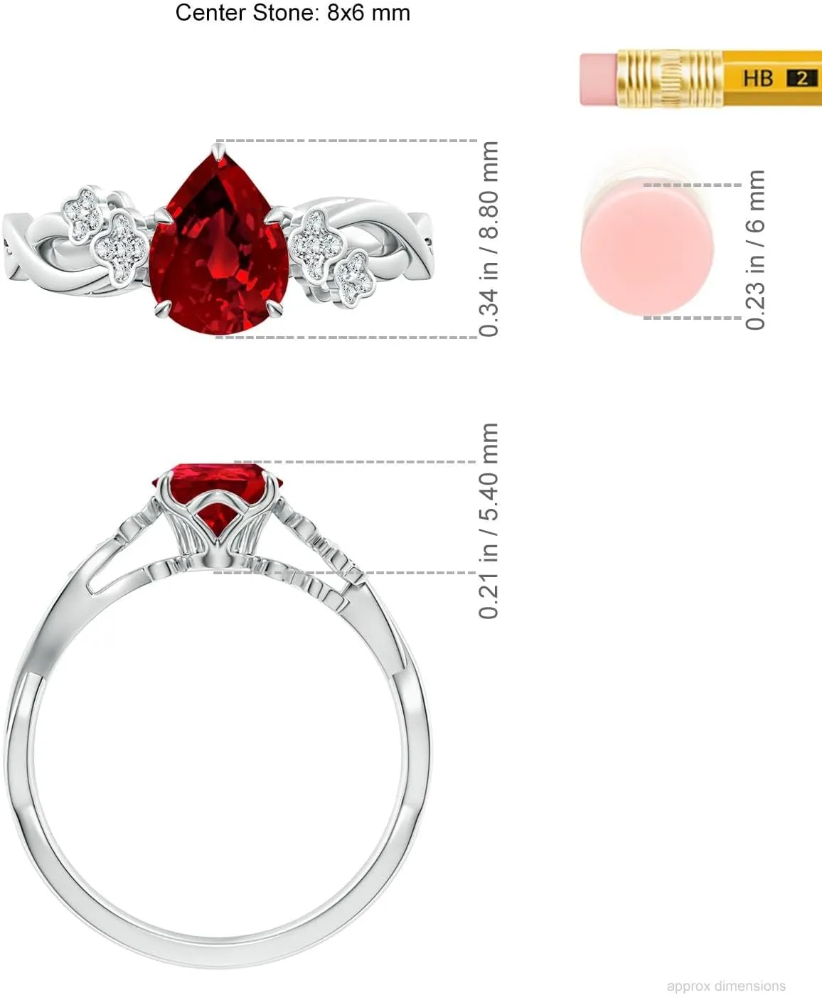 Angara Lab Grown Nature-Inspired Pear Ruby Floral Engagement Ring in 14K Solid Gold/Platinum | July Birthstone, Birthday, Anniversary, Wedding Jewelry Gift for Women