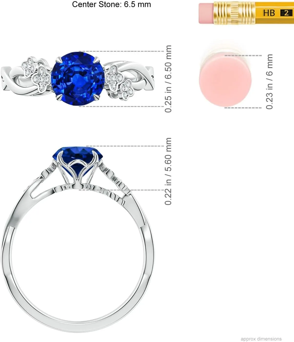 Angara Lab Grown Nature-Inspired Round Blue Sapphire Floral Engagement Ring in 14K Solid Gold/Platinum | September Birthstone, Birthday, Anniversary, Wedding Jewelry Gift for Women