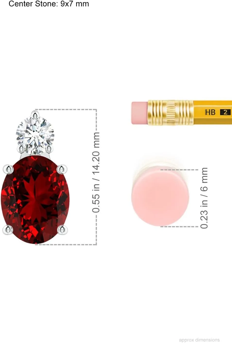 Angara Lab Grown Oval Ruby Solitaire Pendant with Lab Diamond in Silver / 14K Solid Gold/Platinum | July Birthstone, Birthday, Engagement, Anniversary, Wedding Jewelry Gift for Women