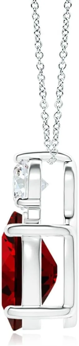 Angara Lab Grown Oval Ruby Solitaire Pendant with Lab Diamond in Silver / 14K Solid Gold/Platinum | July Birthstone, Birthday, Engagement, Anniversary, Wedding Jewelry Gift for Women