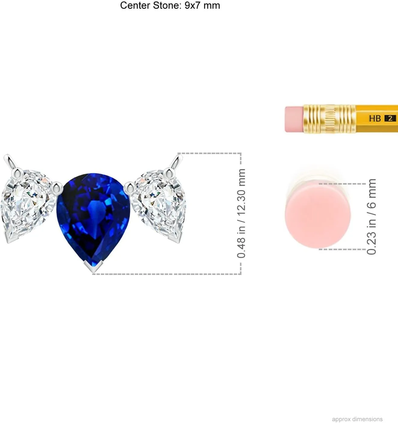 Angara Lab Grown Pear Blue Sapphire Three Stone Pendant in 14K Solid Gold/Platinum | September Birthstone, Birthday, Engagement, Anniversary, Wedding Jewelry Gift for Women