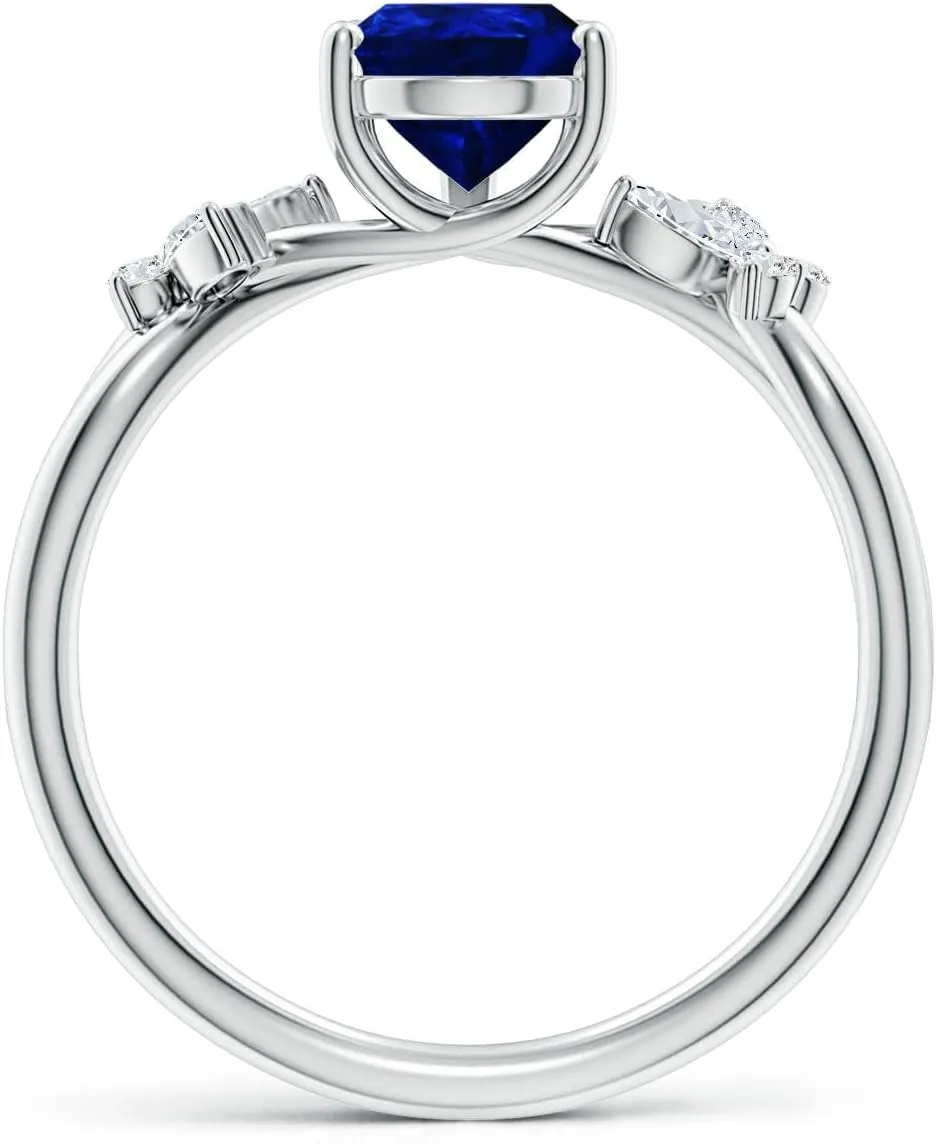 Angara Lab Grown Pear-Shaped Blue Sapphire Butterfly Engagement Ring in 14K Solid Gold/Platinum | September Birthstone, Birthday, Anniversary, Wedding Jewelry Gift for Women