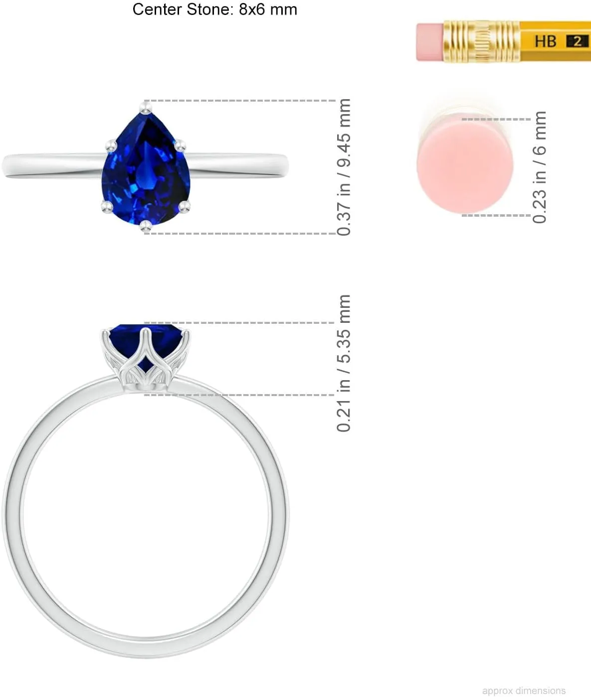 Angara Lab Grown Pear-Shaped Blue Sapphire Solitaire Classic Engagement Ring in 14K Solid Gold/Platinum | September Birthstone, Birthday, Anniversary, Wedding Jewelry Gift for Women
