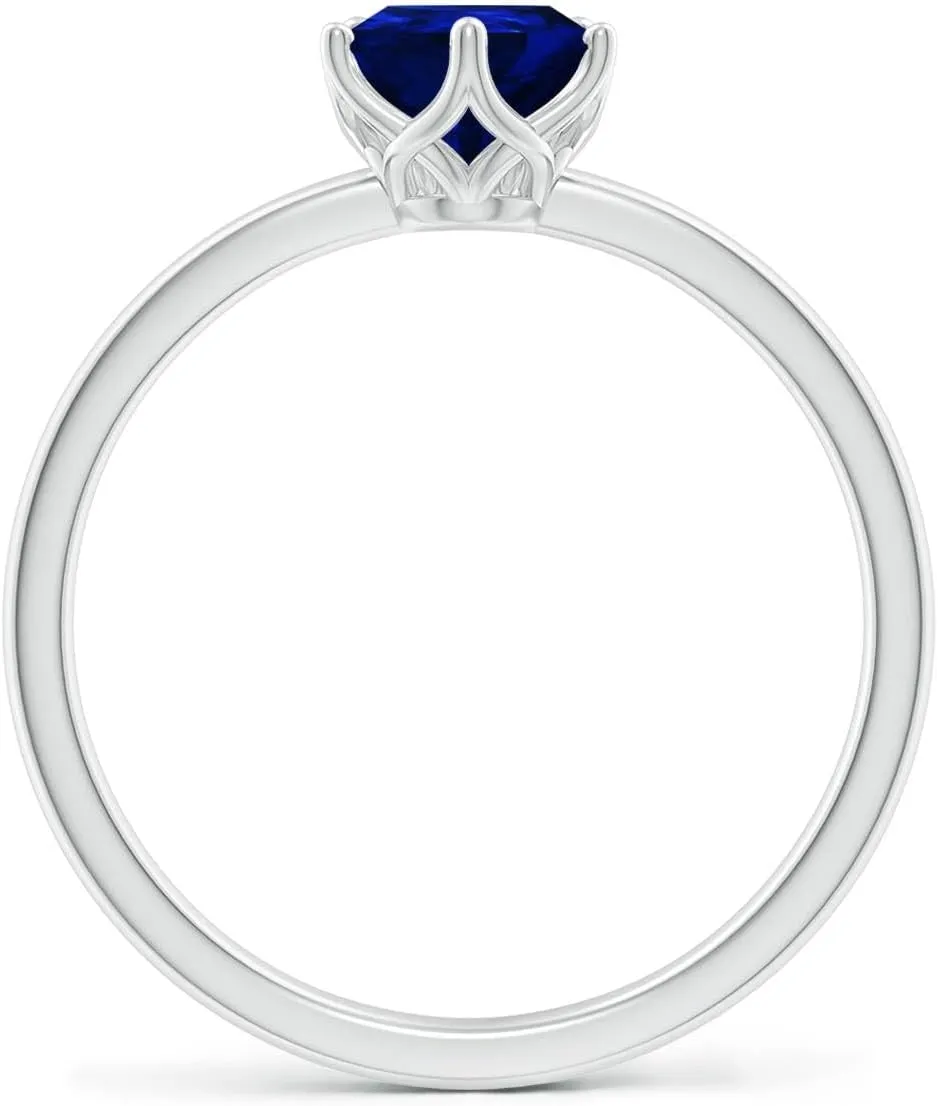 Angara Lab Grown Pear-Shaped Blue Sapphire Solitaire Classic Engagement Ring in 14K Solid Gold/Platinum | September Birthstone, Birthday, Anniversary, Wedding Jewelry Gift for Women