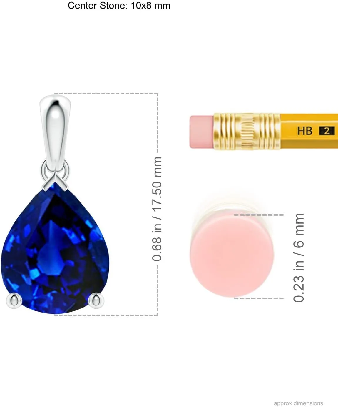Angara Lab Grown Pear-Shaped Blue Sapphire Solitaire Pendant in Silver / 14K Solid Gold/Platinum | September Birthstone, Birthday, Engagement, Anniversary, Wedding Jewelry Gift for Women