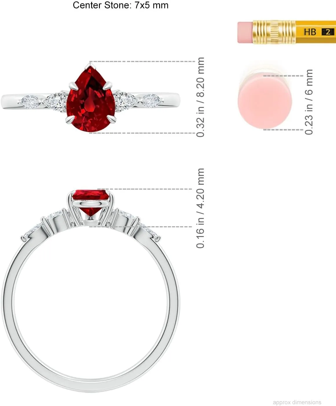 Angara Lab Grown Pear-Shaped Ruby Side Stone Engagement Ring in 14K Solid Gold/Platinum | July Birthstone, Birthday, Anniversary, Wedding Jewelry Gift for Women
