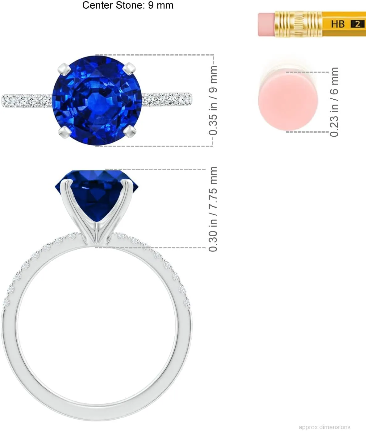 Angara Lab Grown Peg Head Round Blue Sapphire Classic Engagement Ring in 14K Solid Gold/Platinum | September Birthstone, Birthday, Anniversary, Wedding Jewelry Gift for Women