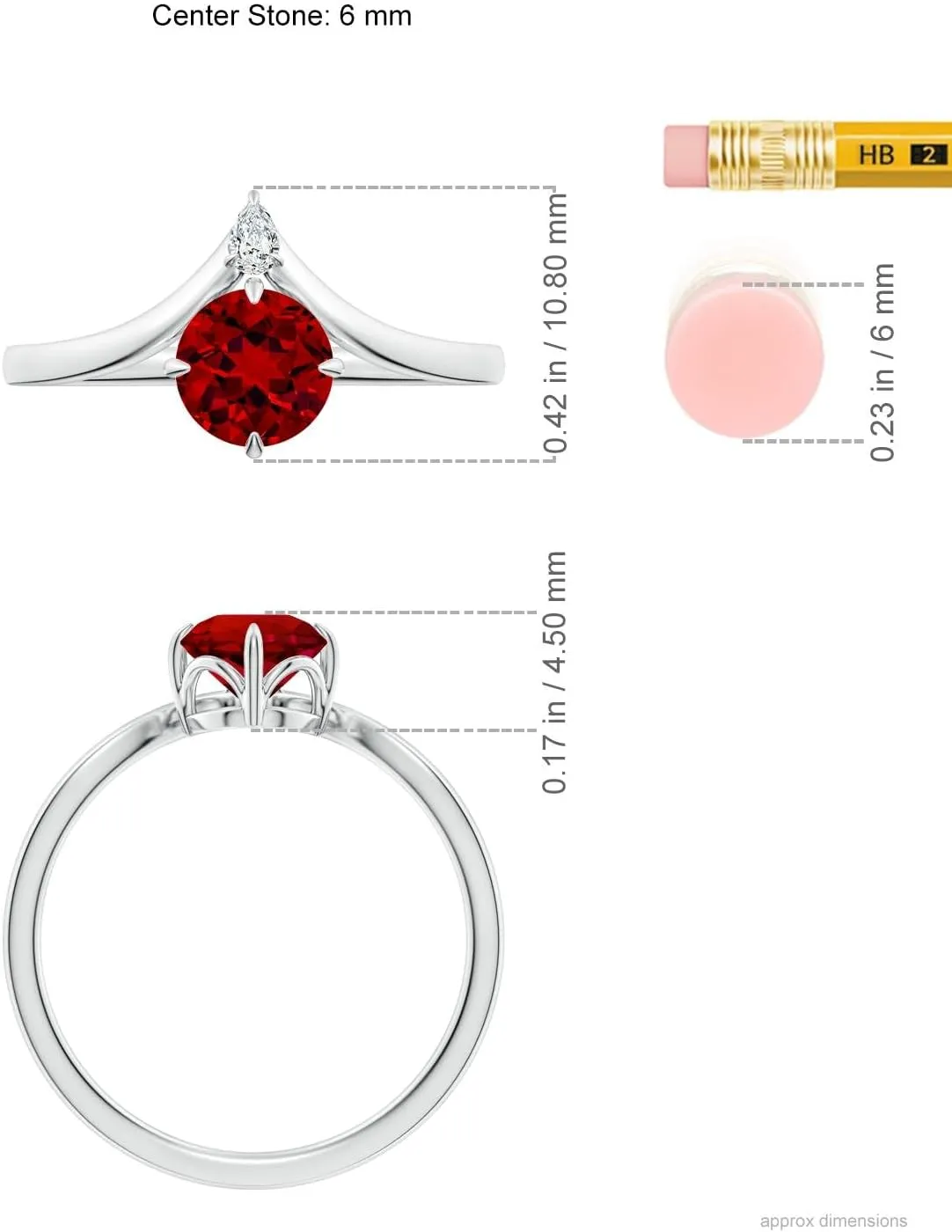 Angara Lab Grown Prong-Set Round Ruby Chevron Engagement Ring in 14K Solid Gold/Platinum | July Birthstone, Birthday, Anniversary, Wedding Jewelry Gift for Women