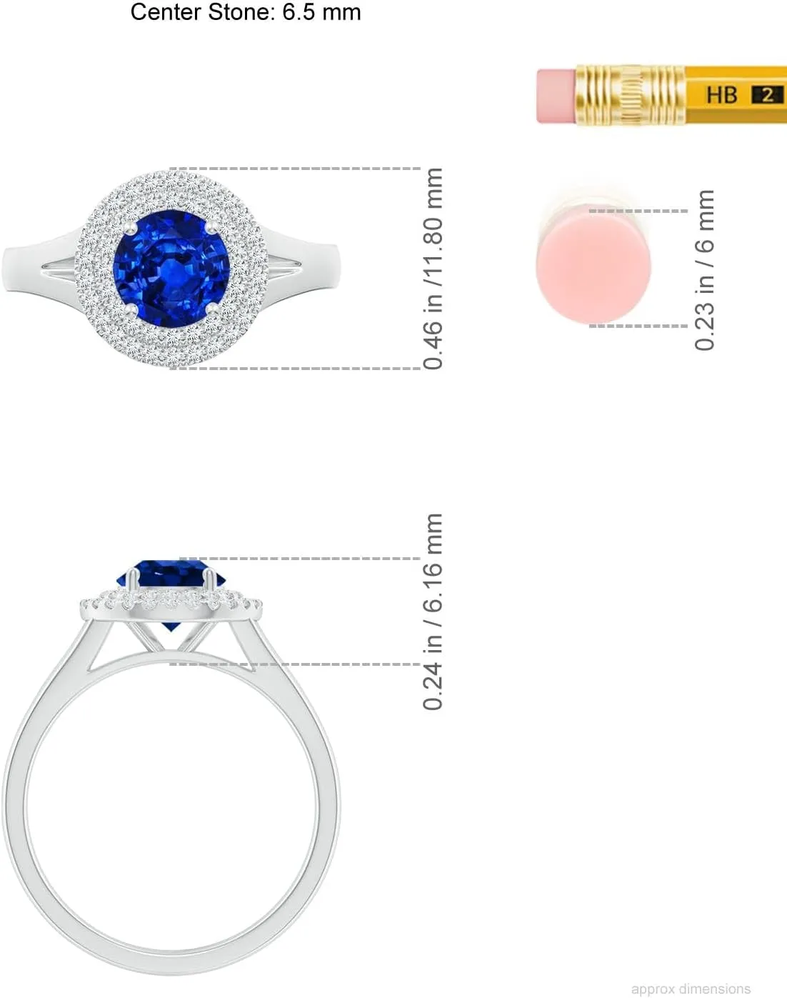 Angara Lab Grown Round Blue Sapphire Double Halo Engagement Ring in 14K Solid Gold/Platinum | September Birthstone, Birthday, Anniversary, Wedding Jewelry Gift for Women