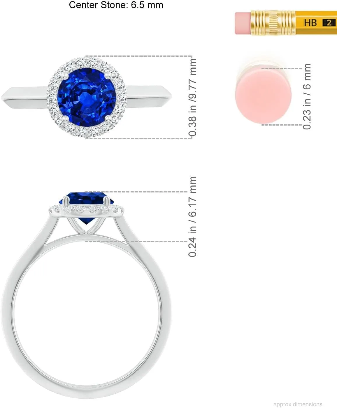 Angara Lab Grown Round Blue Sapphire Halo Knife-Edge Shank Engagement Ring in 14K Solid Gold/Platinum | September Birthstone, Birthday, Anniversary, Wedding Jewelry Gift for Women