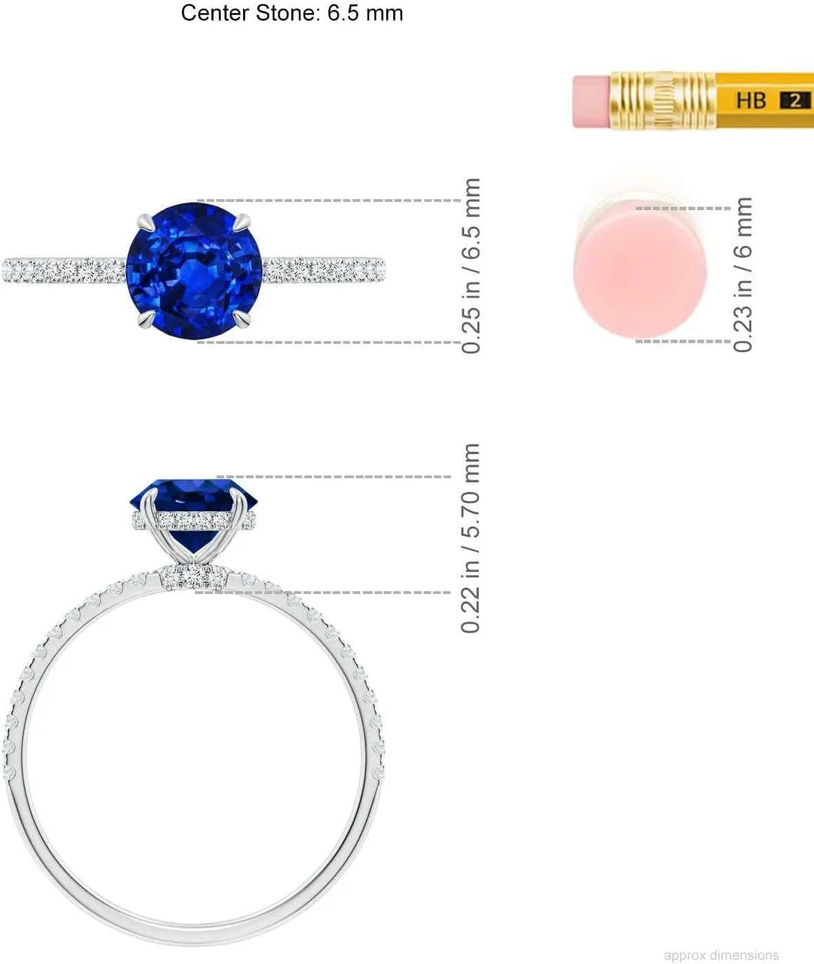 Angara Lab Grown Round Blue Sapphire Hidden Halo Classic Engagement Ring in 14K Solid Gold/Platinum | September Birthstone, Birthday, Anniversary, Wedding Jewelry Gift for Women