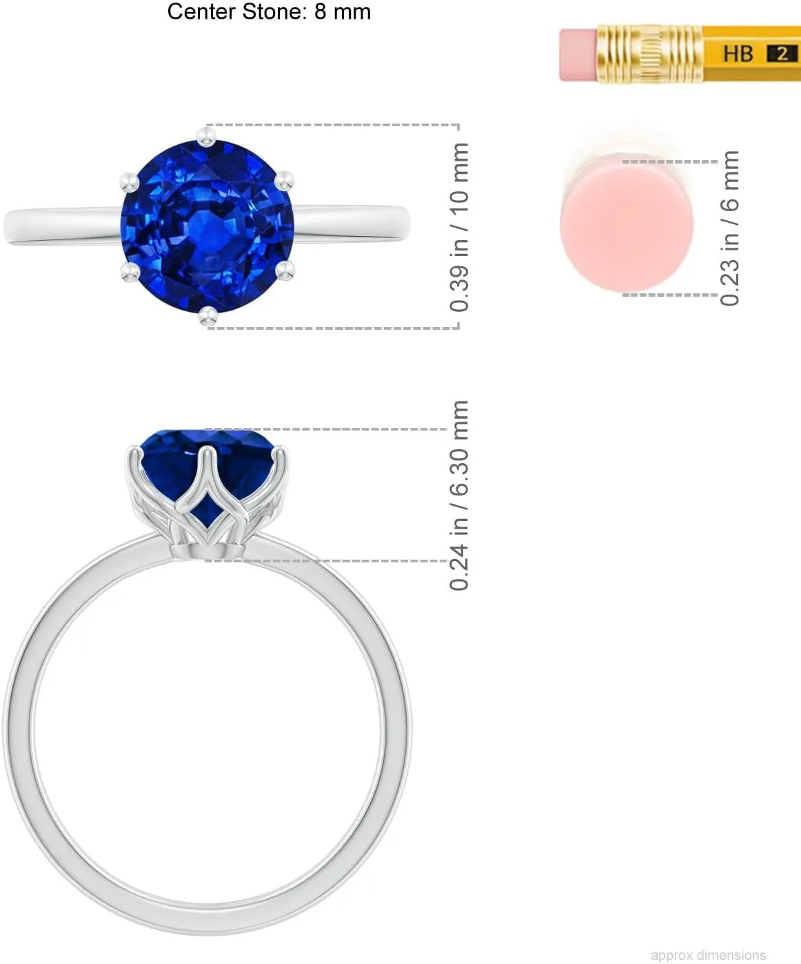 Angara Lab Grown Round Blue Sapphire Solitaire Classic Engagement Ring in 14K Solid Gold/Platinum | September Birthstone, Birthday, Anniversary, Wedding Jewelry Gift for Women