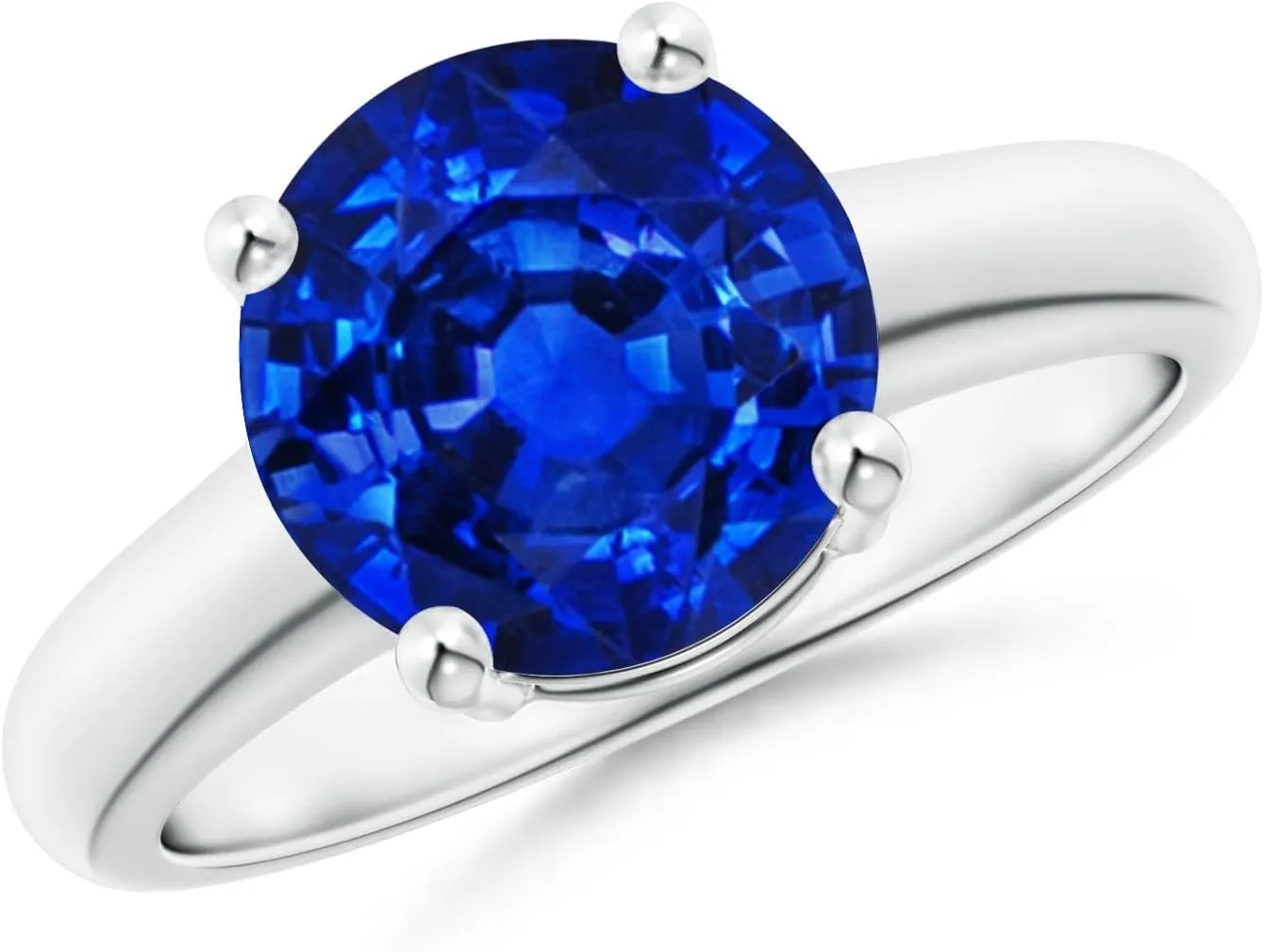 Angara Lab Grown Round Blue Sapphire Solitaire Engagement Ring in Silver / 14K Solid Gold/Platinum | September Birthstone, Birthday, Anniversary, Wedding Jewelry Gift for Women