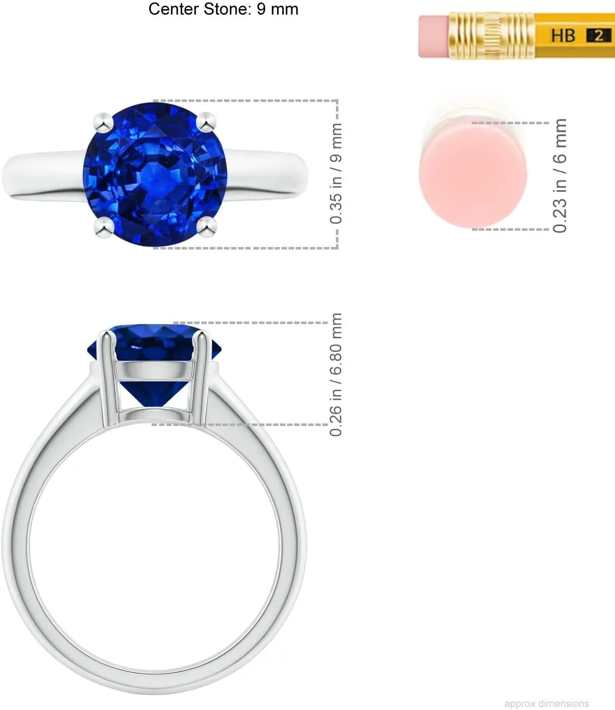 Angara Lab Grown Round Blue Sapphire Solitaire Engagement Ring in Silver / 14K Solid Gold/Platinum | September Birthstone, Birthday, Anniversary, Wedding Jewelry Gift for Women