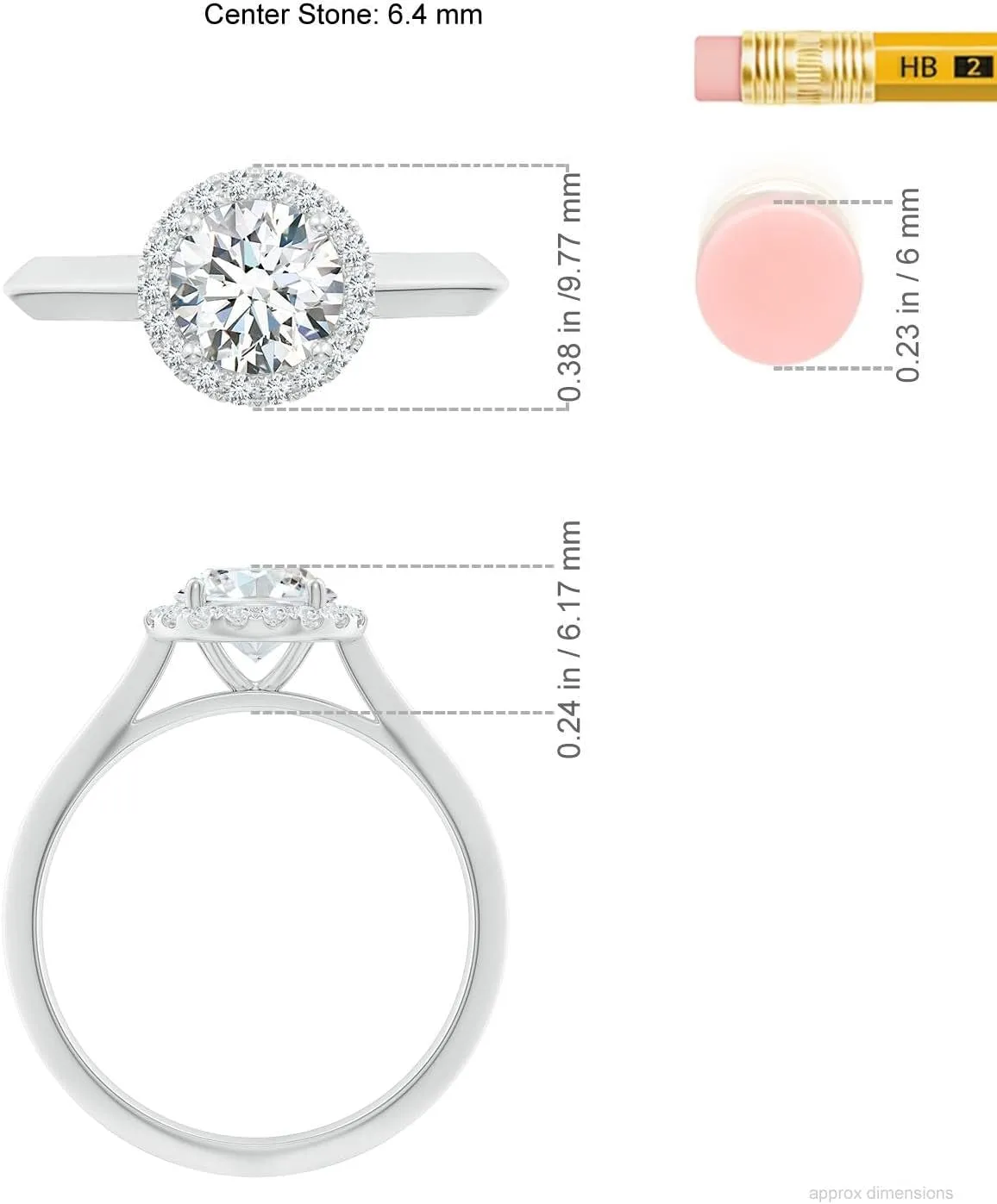 Angara Lab Grown Round Diamond Halo Knife-Edge Shank Engagement Ring in Silver / 14K Solid Gold/Platinum | April Birthstone, Birthday, Anniversary, Wedding Jewelry Gift for Women
