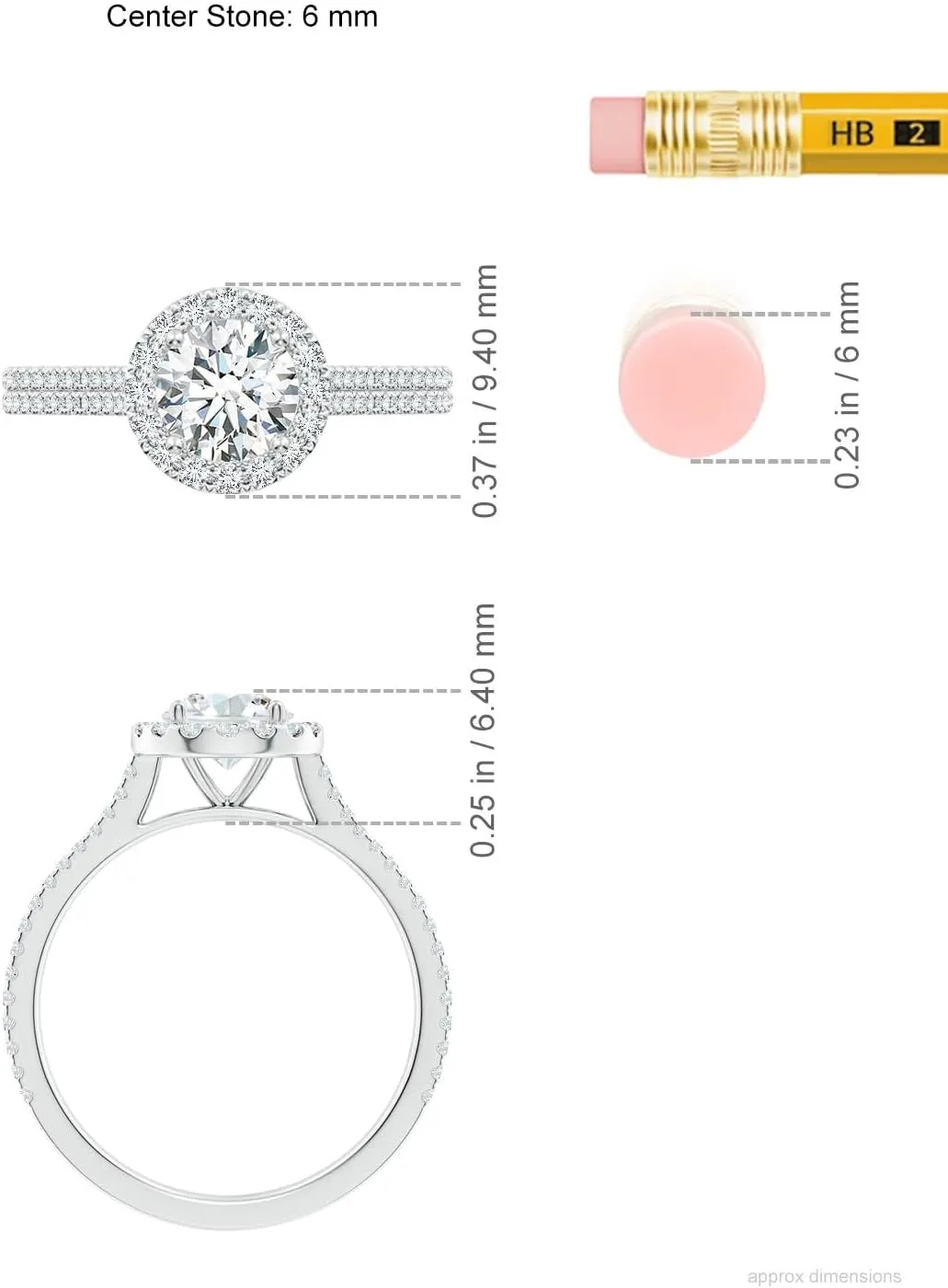 Angara Lab Grown Round Diamond Halo Ring with Accents in Silver / 14K Solid Gold/Platinum | April Birthstone, Birthday, Engagement, Anniversary, Wedding Jewelry Gift for Women