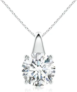 Angara Lab Grown Round Diamond Solitaire Pendant in 14K Solid Gold/Platinum | April Birthstone, Birthday, Engagement, Anniversary, Wedding Jewelry Gift for Women