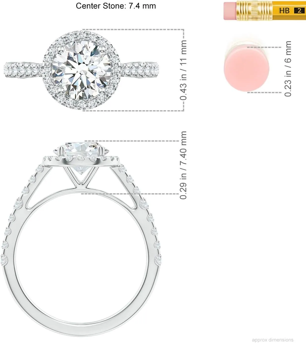 Angara Lab Grown Round Diamond Station Halo Engagement Ring in Silver / 14K Solid Gold/Platinum | April Birthstone, Birthday, Anniversary, Wedding Jewelry Gift for Women