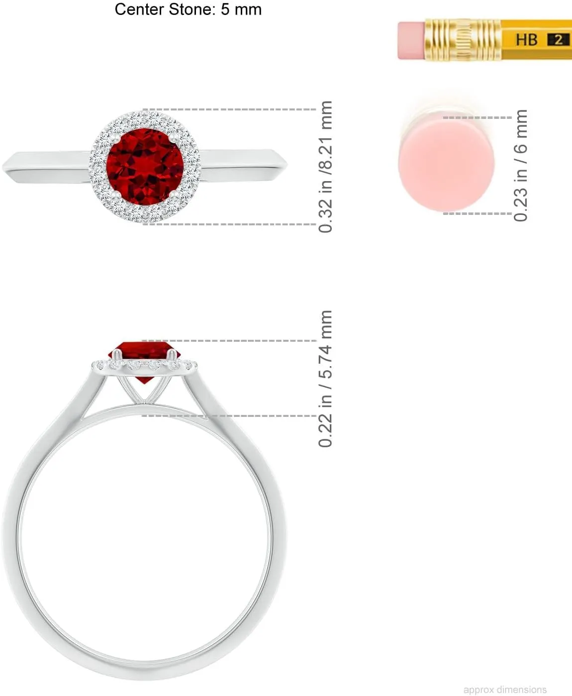 Angara Lab Grown Round Ruby Halo Knife-Edge Shank Engagement Ring in 14K Solid Gold/Platinum | July Birthstone, Birthday, Anniversary, Wedding Jewelry Gift for Women