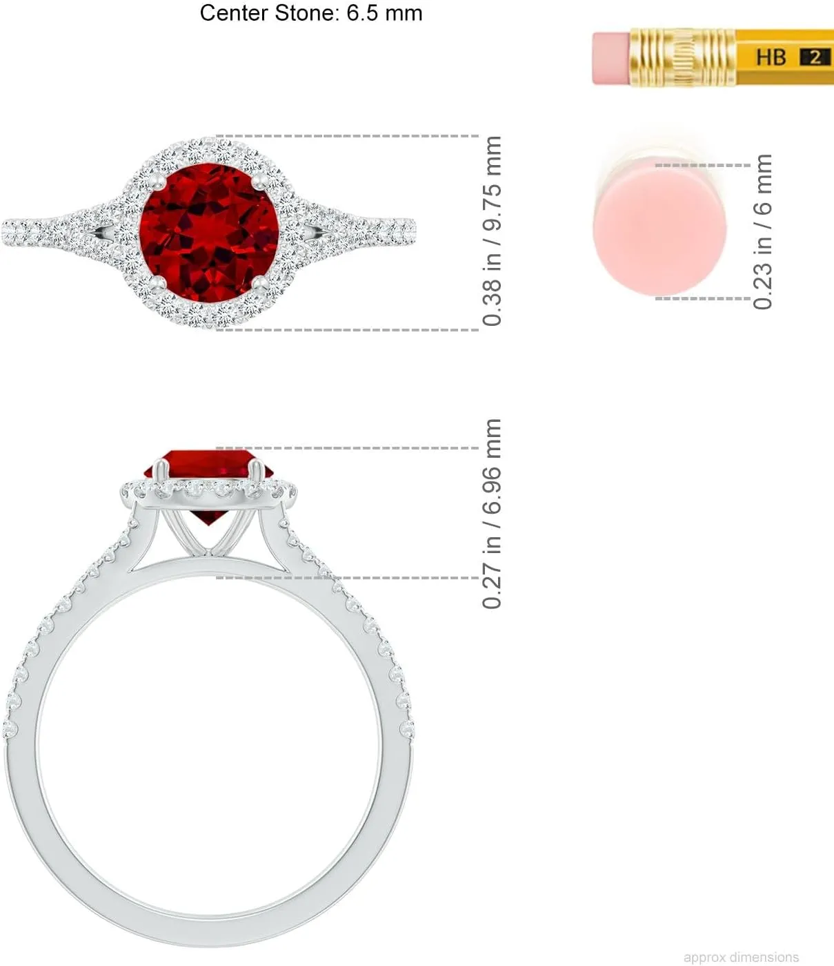 Angara Lab Grown Round Ruby Halo Split Shank Engagement Ring in 14K Solid Gold/Platinum | July Birthstone, Birthday, Anniversary, Wedding Jewelry Gift for Women