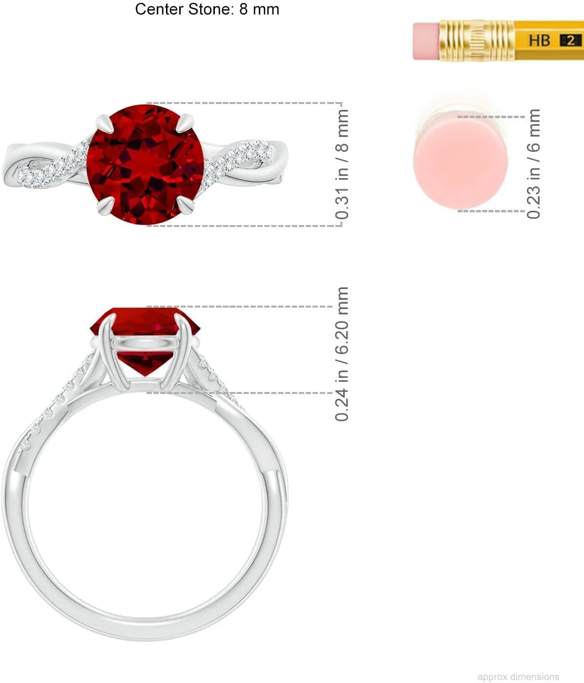 Angara Lab Grown Round Ruby Twisted Shank Engagement Ring in 14K Solid Gold/Platinum | July Birthstone, Birthday, Anniversary, Wedding Jewelry Gift for Women