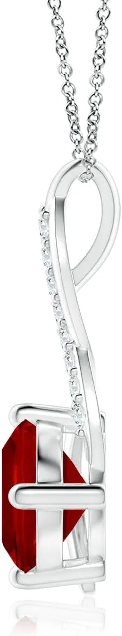 Angara Lab Grown Ruby Infinity Pendant with Lab Diamond Accents in 14K Solid Gold/Platinum | July Birthstone, Birthday, Engagement, Anniversary, Wedding Jewelry Gift for Women
