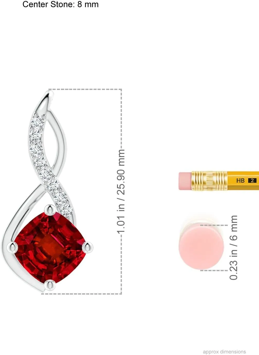 Angara Lab Grown Ruby Infinity Pendant with Lab Diamond Accents in 14K Solid Gold/Platinum | July Birthstone, Birthday, Engagement, Anniversary, Wedding Jewelry Gift for Women