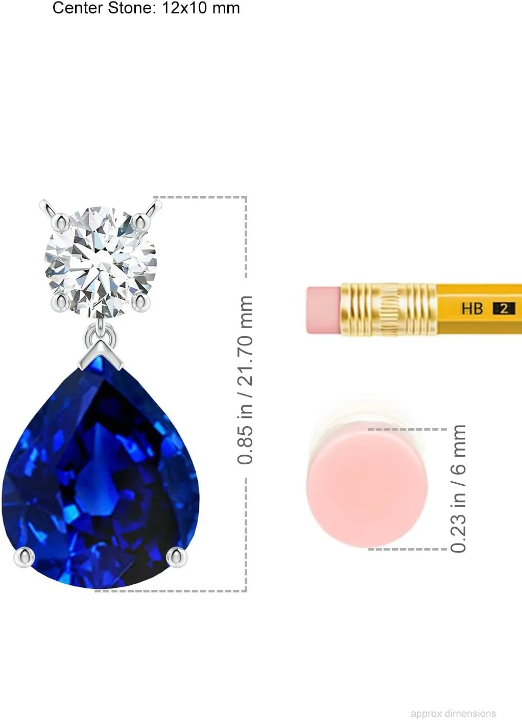 Angara Lab Grown Solitaire Pear Blue Sapphire Drop Pendant with Lab Diamond Accent in 14K Solid Gold/Platinum | September Birthstone, Birthday, Engagement, Anniversary Jewelry Gift for Women