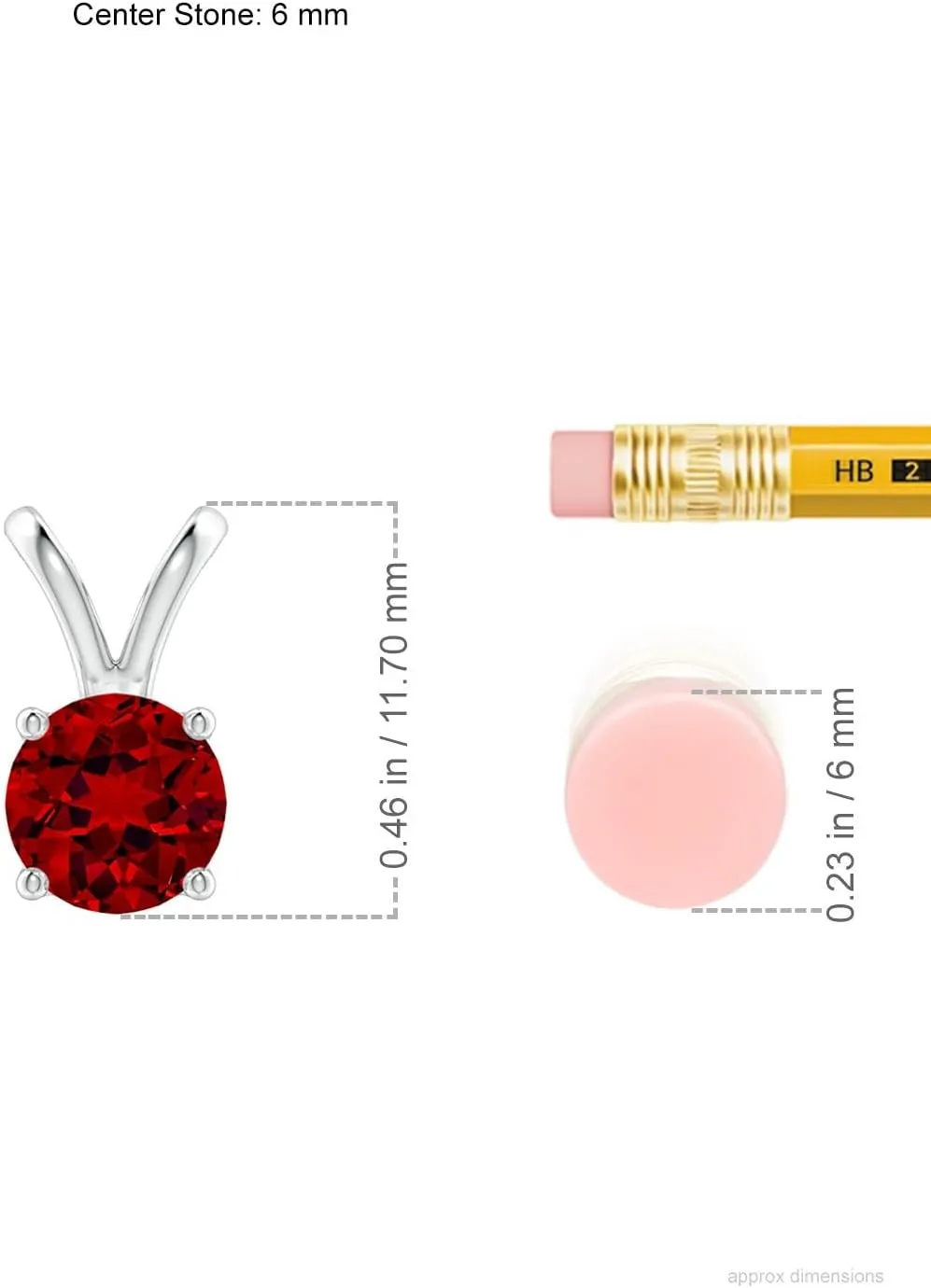 Angara Lab Grown V-Bale Round Ruby Solitaire Pendant in Silver / 14K Solid Gold/Platinum | July Birthstone, Birthday, Engagement, Anniversary, Wedding Jewelry Gift for Women