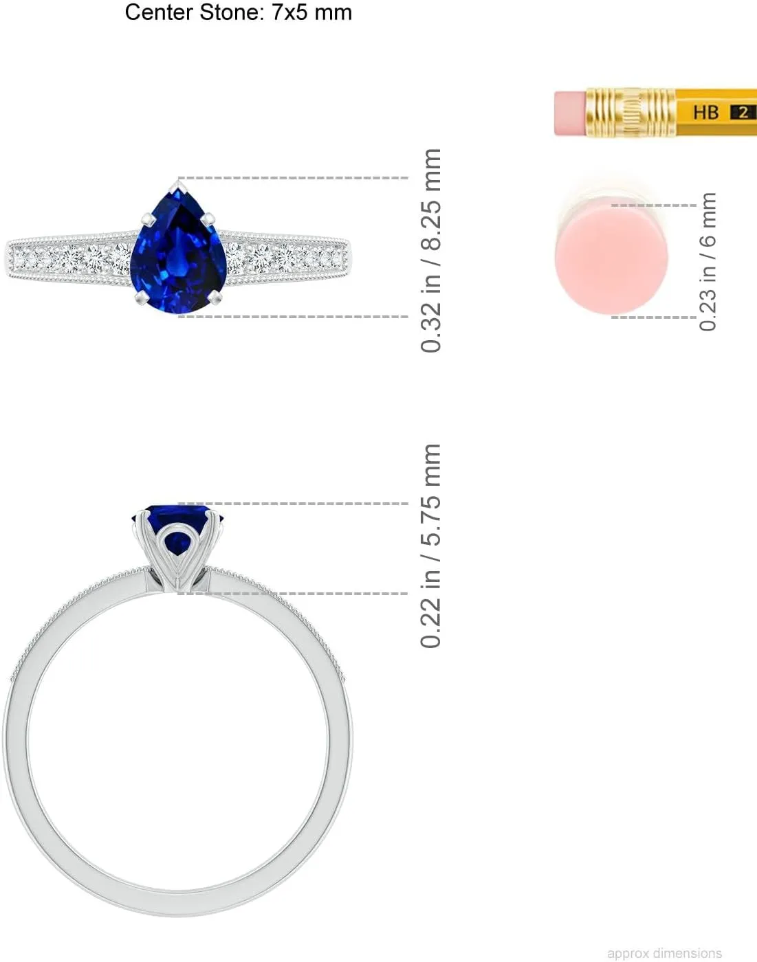 Angara Lab Grown Vintage Style Pear-Shaped Blue Sapphire Engagement Ring with Accents in 14K Solid Gold/Platinum | September Birthstone, Birthday, Anniversary, Wedding Jewelry Gift for Women