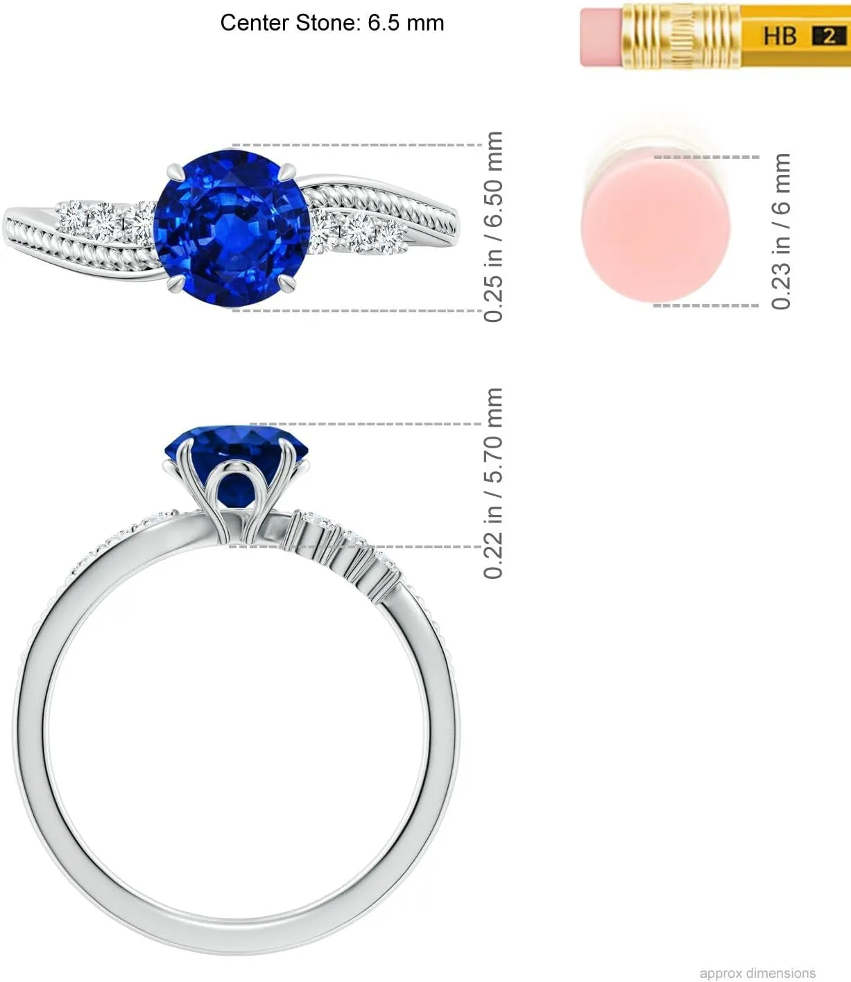 Angara Lab Grown Vintage Style Round Blue Sapphire Bypass Shank Engagement Ring in 14K Solid Gold/Platinum | September Birthstone, Birthday, Anniversary, Wedding Jewelry Gift for Women