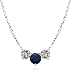 Angara Natural 0.33 Ct Blue Sapphire and 0.32 Ct Diamond Three Stone Pendant Necklace for Women in Platinum (Grade-A | Size-4mm) | September Birthstone, Birthday, Anniversary Jewelry Gift For Women