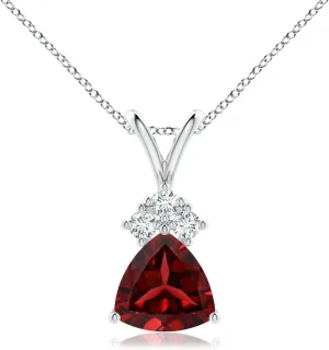 Angara Natural 0.85 Ct Garnet and 0.06 Ct Diamond Classic Pendant Necklace for Women in Platinum (Grade-AAAA | Size-6mm) | January Birthstone, Birthday, Anniversary, Wedding Jewelry Gift For Women