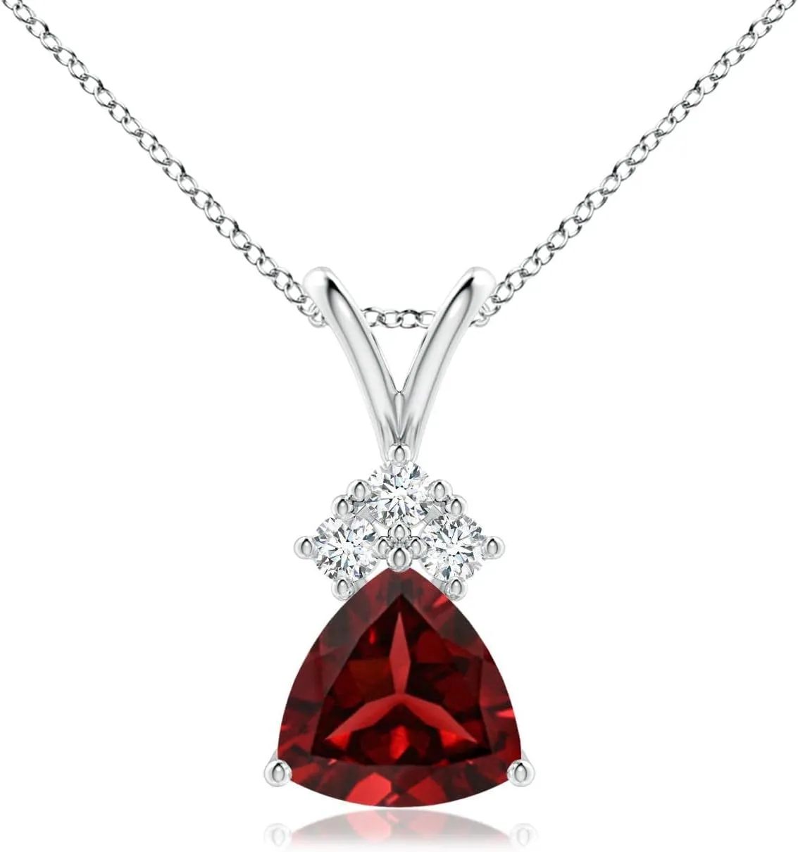 Angara Natural 0.85 Ct Garnet and 0.06 Ct Diamond Classic Pendant Necklace for Women in Platinum (Grade-AAAA | Size-6mm) | January Birthstone, Birthday, Anniversary, Wedding Jewelry Gift For Women