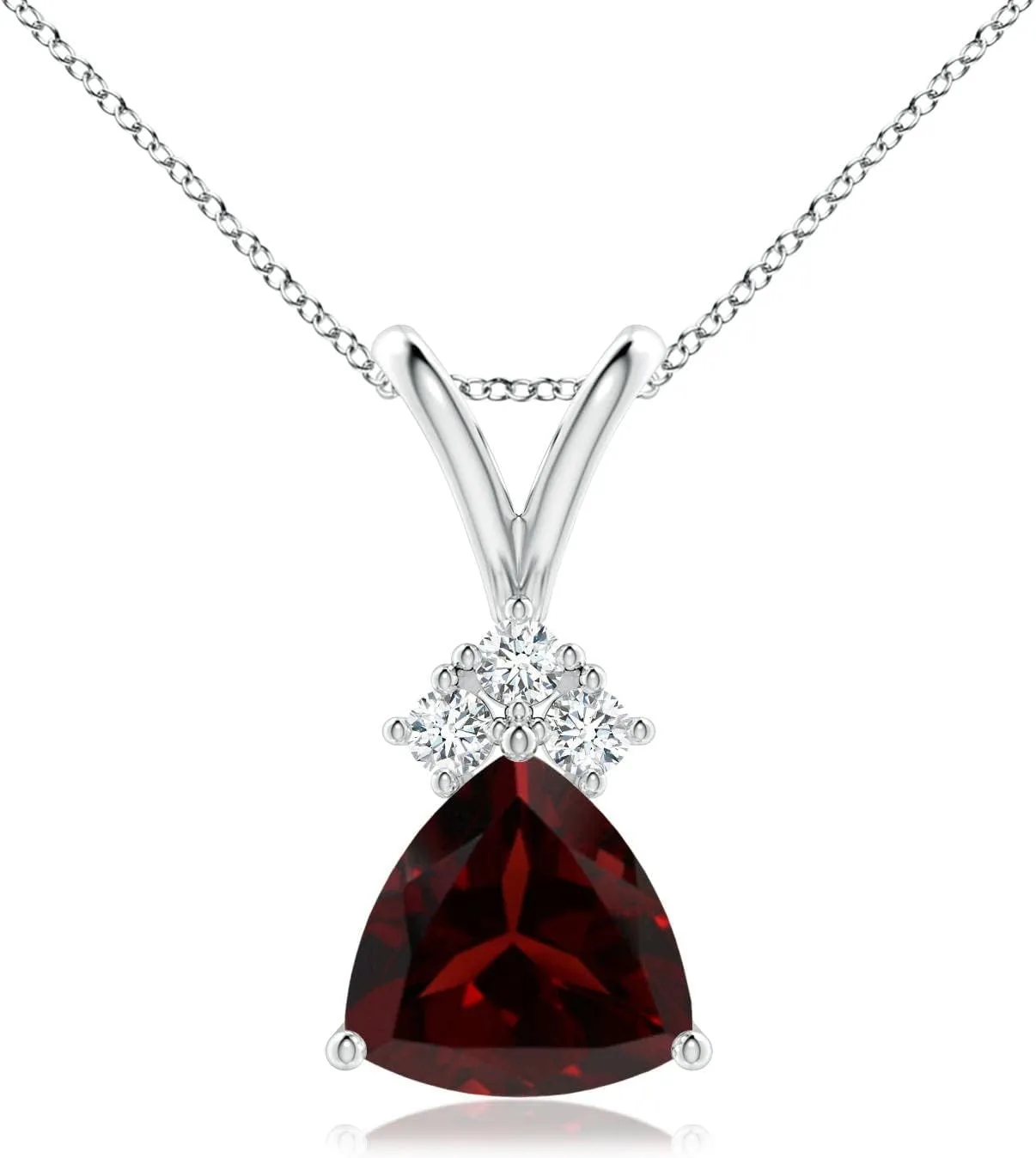 Angara Natural 1.3 Ct Garnet and 0.08 Ct Diamond Classic Pendant Necklace for Women in Platinum (Grade-A | Size-7mm) | January Birthstone, Birthday, Anniversary, Wedding Jewelry Gift For Women