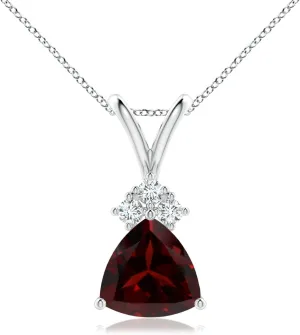 Angara Natural 1.3 Ct Garnet and 0.08 Ct Diamond Classic Pendant Necklace for Women in Platinum (Grade-A | Size-7mm) | January Birthstone, Birthday, Anniversary, Wedding Jewelry Gift For Women