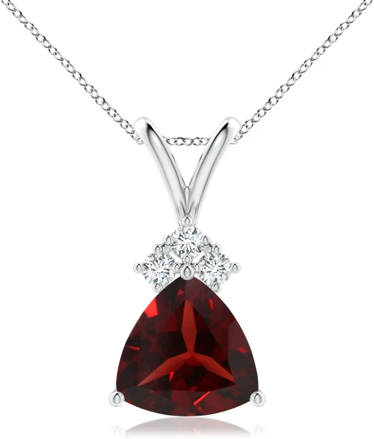 Angara Natural 1.9 Ct Garnet and 0.09 Ct Diamond Classic Pendant Necklace for Women in Platinum (Grade-AAA | Size-8mm) | January Birthstone, Birthday, Anniversary, Wedding Jewelry Gift For Women