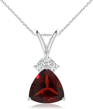 Angara Natural 1.9 Ct Garnet and 0.09 Ct Diamond Classic Pendant Necklace for Women in Platinum (Grade-AAA | Size-8mm) | January Birthstone, Birthday, Anniversary, Wedding Jewelry Gift For Women